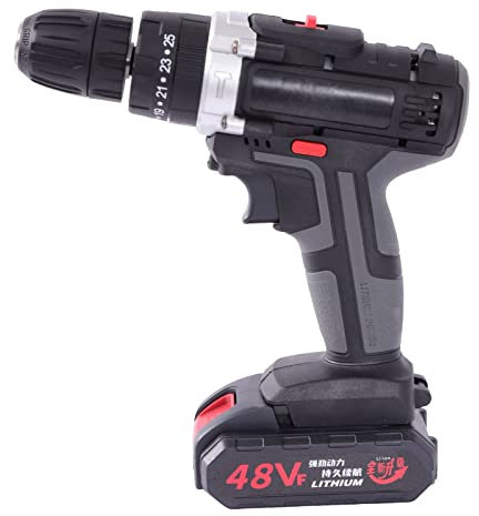 MINRS Marteau perforateur à trois niveaux de réglage, deux vitesses, avec lumière LED, chargeur de batterie, batteries (temps de charge 120 minutes 40 minutes en veille 220 V, couple maximal 28 Nm)