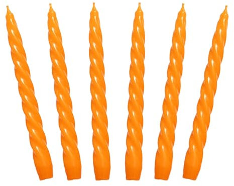 Auswahl Farbe + Menge - Spiralkerze Spitzkerze Stabkerze Renaissancekerze Tafelkerze Leuchterkerze ca. Ø 22 x 220 mm gedreht hier: 6 Kerzen orange (matt)