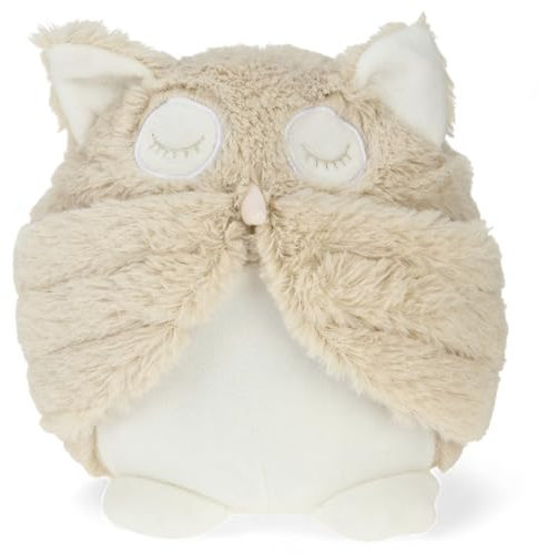 MIJOMA Butoir de porte en tissu peluche - Poids : 1 kg - Design amusant qui attire tous les regards pour une décoration élégante (chouette endormie - beige)