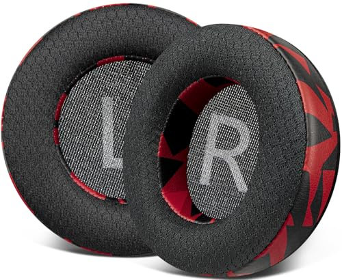 SOULWIT 80mm Almohadillas Tela de Malla Repuesto para AKG Pro Audio K175 Auriculares, Almohadillas con Espuma de Aislamiento de Ruido - K175 MF Tormenta Rojo