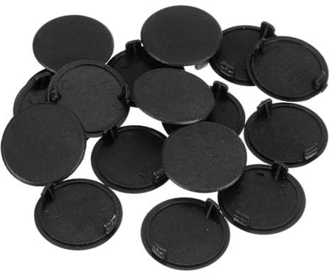 sourcing map Hinge Hole Covers, 18Pcs 38mm(1-1/2) ID - Plastic Concealed Hinge Hole Cover Round Flush Type Plug Cap for Furniture Cabinet Cupboard (Black)