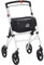 HOMCOM Andador para Ancianos Plegable de Aluminio Andador para Personas Mayores con 4 Ruedas y Bandeja Andador con Altura Ajustable Frenos de Maneta y Bolsa de Transporte Blanco