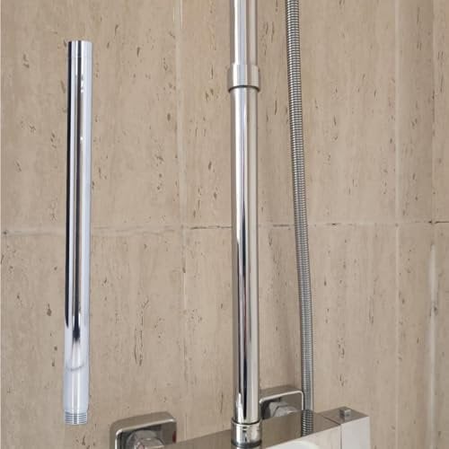 Tissting Stainless Steel Shower Extension Tube, Round Shower Head Extension 30cm/12in Shower Arm with G1/2 Thread, 304 Stainless Steel Chrome Plating Tool-Free Installation for Bathroom