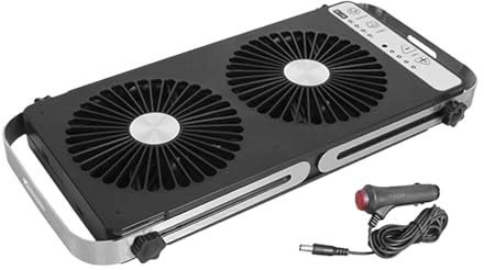 JISADER RV Roof Window Fan Ventilation Cooling Fan Expandable Length Removable with Overcurrent Fuse Lightweight 12V DC Dual Fan, Black