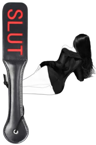 TAUOE Pala de Azotes - 32 cm de Cuero Sintético, Diseño Doble Rojo para Juegos de Rol Íntimos y Sensuales