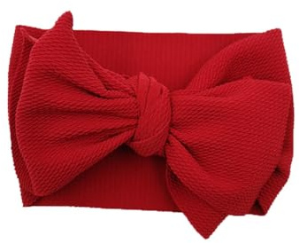 Hrlace 2 Stück Baby Mädchen Stirnbänder mit großer Schleife Turban Haarband Schleife-Stirnband Elastische Haarschmuck Kopfbedeckung für Babys Kleinkinder Kinder Säuglinge Neugeborene Weinrot