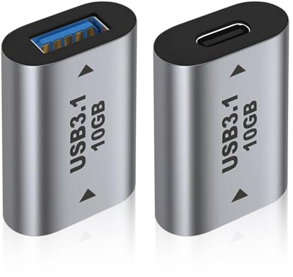 Lumitrex Adaptador USB Hembra a USB C Hembra Paquete de 2, Adaptador USB 3.1 a Tipo C, Soporta Transmisión de Datos y Carga de Alta Velocidad de 10 Gbps para Ordenador