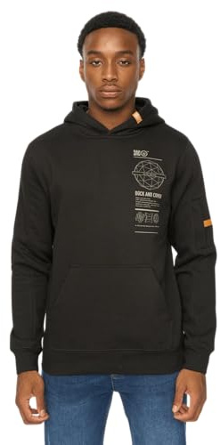 Duck and Cover - Mens 'ASHLAND' Cotton Regular Fit Carbon Fleece Hoodie For Men (L, Black)