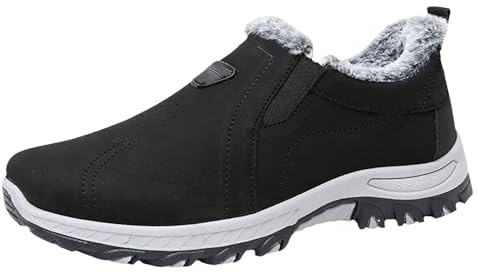 Generisch Winterschuhe Herren Gefüttert, Sportschuhe Herren Winter, Schneeschhe Slip On Outdoorschuhe rutschfest Wanderschuhe Low-Top Turnschuhe Warm Bequeme Freizeitschuhe Für Alltag Und Sport
