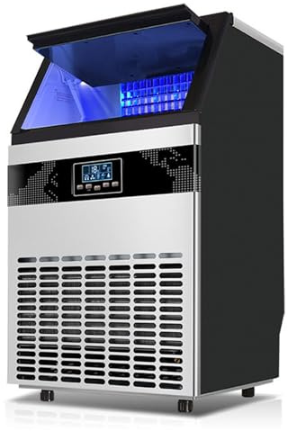 Macchina del ghiaccio commerciale, macchina del ghiaccio industriale 100kg/24H, acciaio inossidabile indipendente, pulizia automatica con capacità di stoccaggio del ghiaccio 15kg