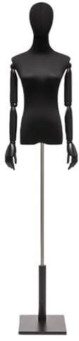 Schneiderpuppe Weibliche Schaufensterpuppe Mit Drehbarem, Abnehmbarem Kopf Und Armen, Schwarz, Höhenverstellbar(with Head and arms,Large)