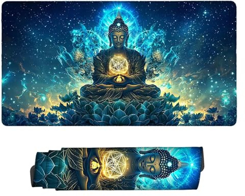 Mauspad, 60 x 30cm Gaming Mousepad mit Genähten Kanten, Zen Mouse Pad Verlängertes Großes Mousepad XXL, Gaming Mauspad mit rutschfeste Gummibasis Schreibtisch Zubehör, Geschenke für Männer E-85