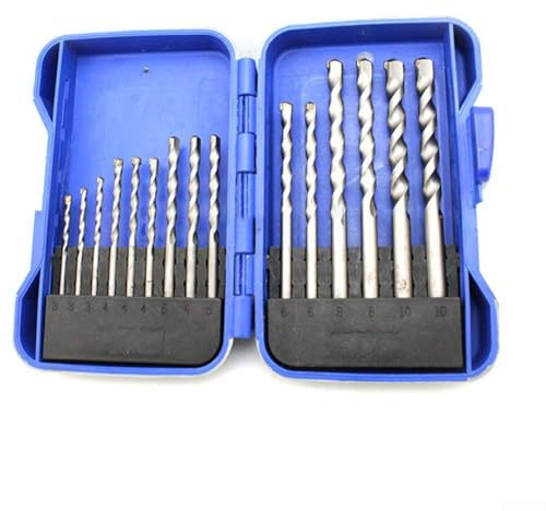 Lot de 15 forets à maçonnerie pour béton, brique, carrelage, bois, métal, granit, verre, 3-10 mm, carbure de tungstène, tige ronde, compatible avec marteau et perceuses