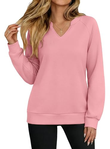 Aottori Sweat Femme Col V sans Capuche Manches Longues Oversize Coton | Haut Femme, Chic Élégant , Doux Souple, Extensible, Respirant, Confortable, Quotidien, Bureau, Voyage, Automne