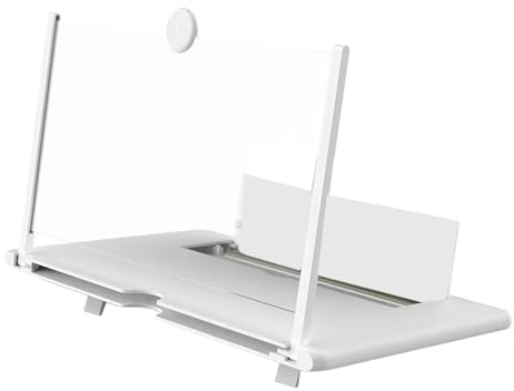 Ingrandimento dello schermo da 12 pollici per smartphone, schermo portatile di ingrandimento 3D HD, proiettore universale per film e videogiochi, regalo per uomini (bianco)