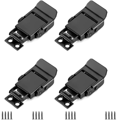 4 Stück Edelstahl Spannverschluss Set mit Schrauben – Rostfreie Klappverschluss Haspen für Kisten, Truhen, Boxen & Möbel – Stabiler Bordwandverschluss für Innen- und Außenbereich