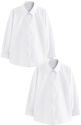 NEXT Mädchen Business-Hemden Slim Fit (3-17 J.), 2er-Pack Weiß 122