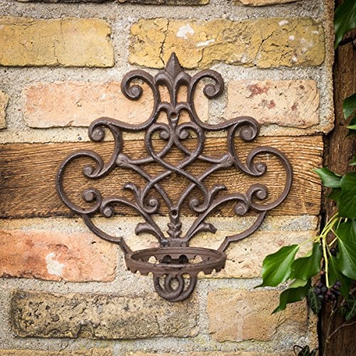 Antikas - Blumentopfhalter wie antik, Blumenwandhalter aus Gusseisen, Topfhänger in braun