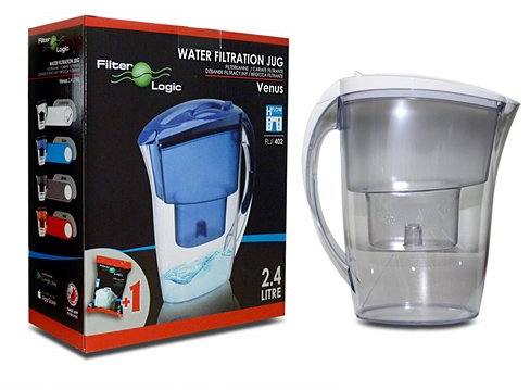 FilterLogic FLJ402 (Clear) Venus Water Filter Jug with Compatible Brita Maxtra Cartridge