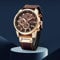 Herren-Armbanduhr mit Lederband, Militär-Stil, Chronograph, wasserdicht, Sport, Datum, Quarz-Armbanduhr, Geschenke (goldbraun), Goldbraun, Chronograph, Quarz-Uhrwerk