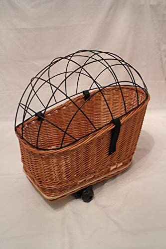 Marcus Panier de vélo pour chien en osier avec grille métallique