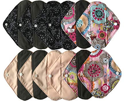 MUMBABY Slipeinlagen, 20,3 cm, anthrazit, Bambus, wiederverwendbar, 12 Stück