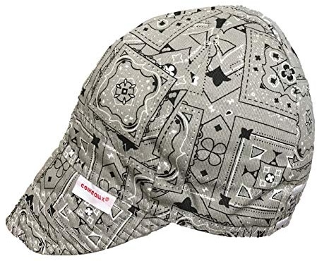 Comeaux Caps Reversible Welding Cap Grey Bandana Size 7 3/4