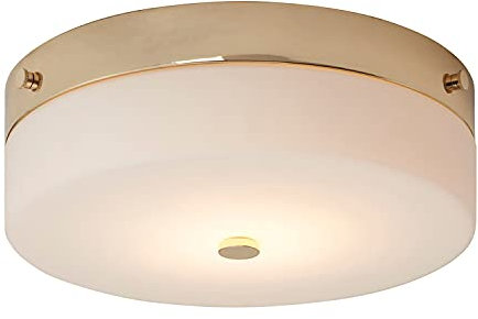 Licht-Erlebnisse Stilvolle Bad Deckenleuchte JANJA in Gold poliert Weiß IP44 Ø30cm Klassisch Elegant Badezimmer Lampe