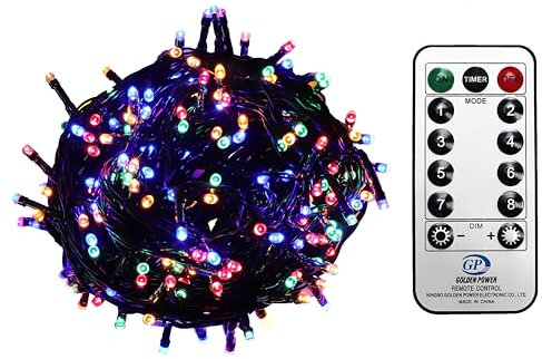 Gartenpirat LED Lichterkette - 76 m 960 LEDs Multicolor Kabelfarbe dunkelgrün - mit Fernbedienung Timer Dimmbar 8 Programme - Innen & Außen