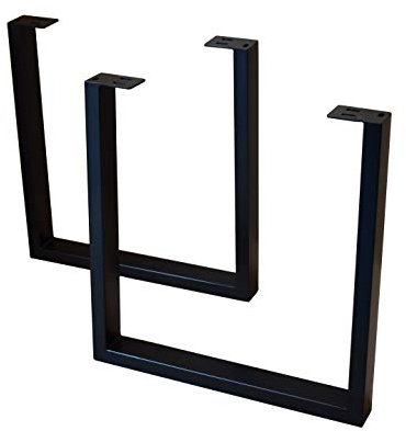 SAM Tischgestell, 2er Set, Roheisen lackiert, schwarz, Kufengestell für Holztische, 70 x 74 cm