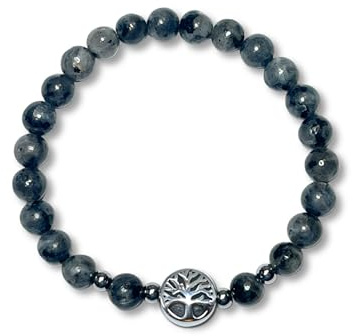 Majas Perlen Edelstein Armband Handmade aus verschiedenen Edelsteinen mit Lebensbaum aus Edelstahl Silber oder Gold - Spiritueller Schmuck - esoterisches Geschenk - personalisierbar