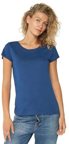 Damen T-Shirts Crew or V-Neck 1 Pack (Rund - Blau, M)