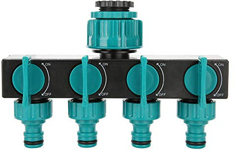 Splitter per tubo da giardino a 4 vie con raccordi per collettore rubinetto di chiusura per timer di irrigazione a goccia e prati