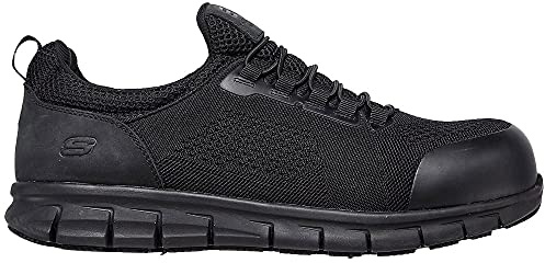 Skechers Herren Synergy Omat Sneaker, Black Textile Leather Tpu, 39.5 EU