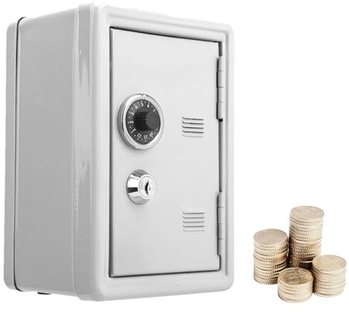 Spartresor, Schrank mit Simulation Code-Rad, Spardose für Kinder mit 2 Schlüssel, Aufbewahrungsbox für Geldwechsel, Metallverpackung, Ungefähr 18 * 12 *