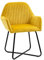 HOMCOM Modern Accent Chair, Velvet-Feel Fabric Upholstered Armchair with Metal Base for Living Room, Yellow