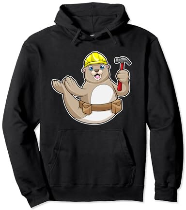 Seehund Zimmermann Hammer Helm Pullover Hoodie