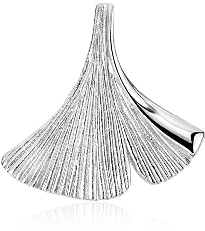 Materia Damen Kettenanhänger Ginkgoblatt Silber 925 rhodiniert KA-12-Silber-ohne Kette