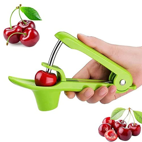 Kirschentkerner,Olivenentkerner,Kirschentsteiner Edelstahl, Multifunktionaler Obstentkerner und Entkerner,Kirschen Entkernen, Kirschentkerne Entkerner für Schnell Entfernen Früchtsteinen (Grün)