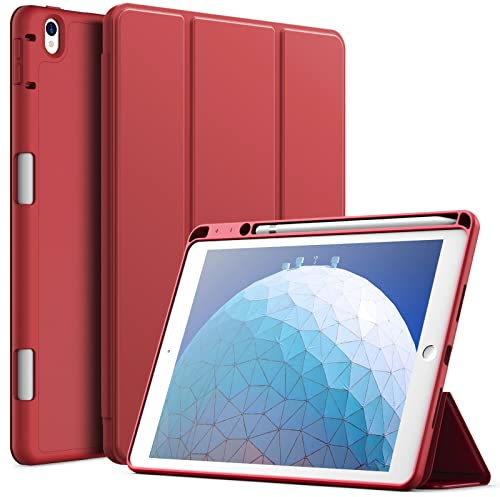 JETech Case for iPad Air 3 (10.5-Inch 2019, 3rd Generation) and iPad Pro 10.5 with Pencil Holder, Slim Tablet Cover with Soft TPU Back, Auto Wake/Sleep (Red)