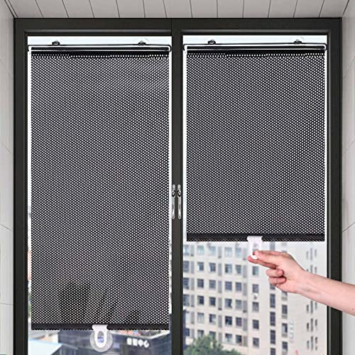 Indoor roller blinds with suction cups,roller blinds without drilling,retractable portable blinds,privacy blinds,kitchen,bathroom, living room windows and doors,adjustable,Black-58x125cm/22.8x49.2in