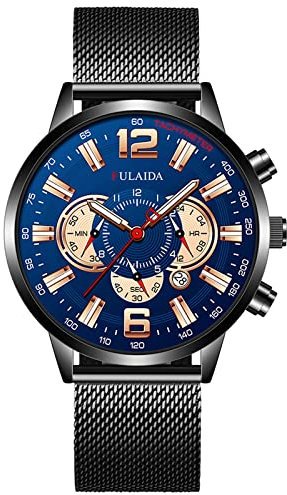 Herren Armbanduhr Ziffernblatt Mit Zahlen Edelstahl-Kasten-Stahlband-Quarz-analoge Armbanduhr der Art- und Weisesport-Männer Mens Sports Watch (G-A, One Size)