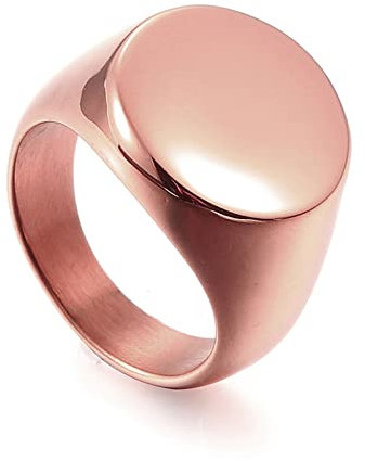 Bishilin Partnerring Damen Edelstahl, Damen Ring Personalisiert Siegelring 14MM Poliert Rosegold Ringe Freundschaftsring für Frauen Mädchen Größe 60 (19.1)