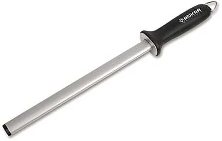 BÖKER SOLINGEN® Diamant Schleifstab für Messer - Profi Wetzstahl oval mit mittlerer Körnung - Abziehstahl mit Klinge 28 cm lang - Küchen Wetzstab Messer-Schärfer für Fein-Schliff
