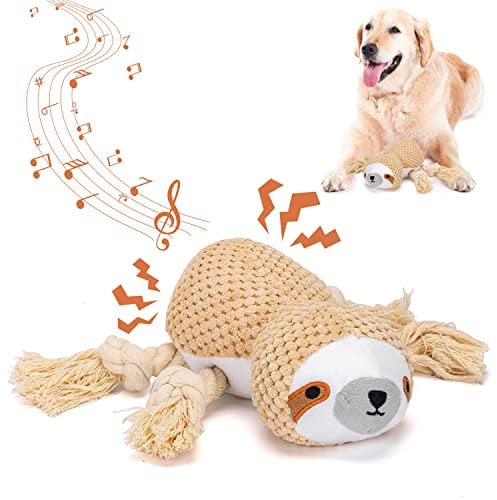 Nobleza Hundespielzeug, Plüschhundespielzeug, Quietschende Hundespielzeuge mit Knitterpapier, süßes Tauziehen Hundekauspielzeug für Welpen, kleine, mittlere, große Hunde, (Faultier)