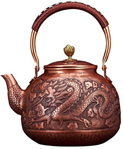 Teapot Tetsubin Tea Kettle 2200ml Pure Handmade Copper Pot Large Capacity Uncoated Teapot (Color : A, Size : 2200ml)