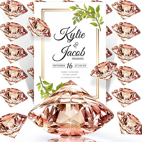 Dproptel 12 Pack Diamond Place Card Holders, Table Number Stands Wedding Place Card Picture Holders, Acrylic Crystal Picture Holders for Tables Wedding Party Centerpieces Decorations (Rose Gold)