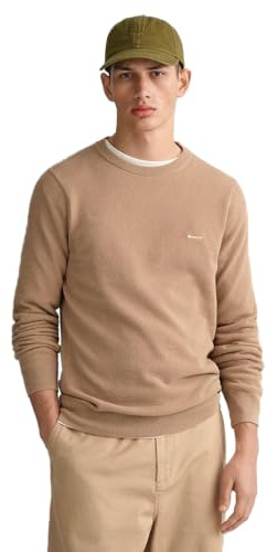 Gant Herren Cotton Pique C-Neck Pullover, Dark Khaki, M