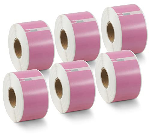 BETCKEY - 6 Rollen Rosa Adressetiketten (Groß) Kompatibel mit DYMO 99012(S0722400), 36mm x 89mm, 1560 Farbige Etiketten für LabelWriter 450, 4XL NICHT passend 550 oder 5XL