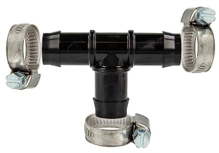 tecuro Schlauchverbinder T-Stück allseitig Ø 14 mm, mit Edelstahlschlauchschellen - Nylon schwarz